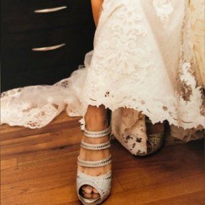 Sparkling Strappy Silver Heels